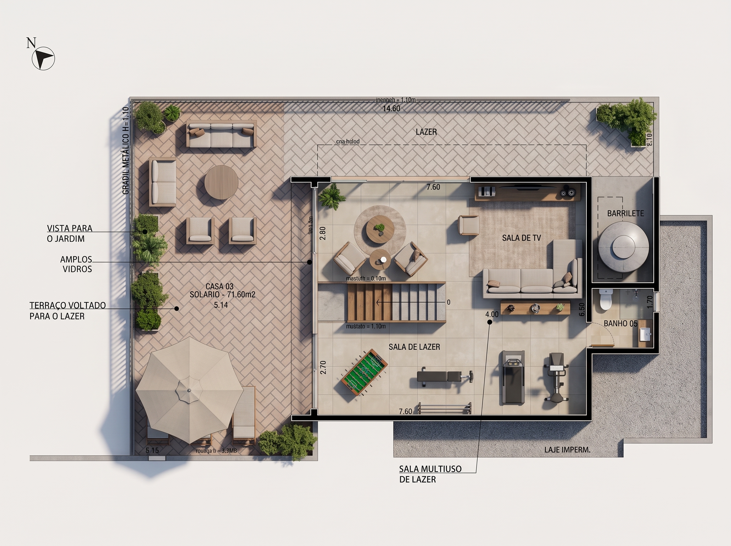 Planta humanizada da Unidade 3 — Rooftop